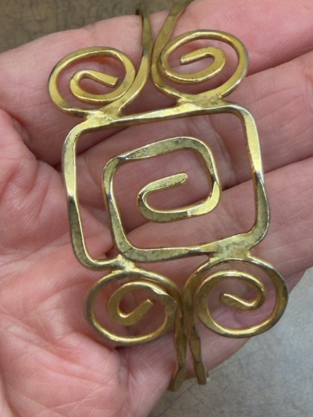 Gold Tone Spiral Metal Nikolas Creations   Cuff